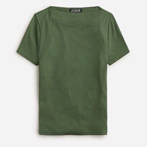 NWT J. Crew Green Fine Rib Boat Neck Tee Size Size S